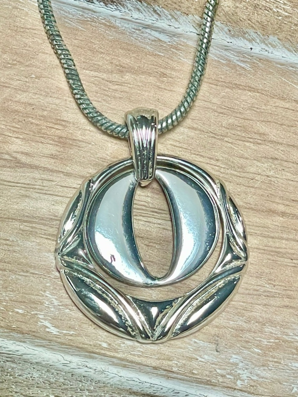Sterling Silver Round Open-Center Pendant Necklace - Silver